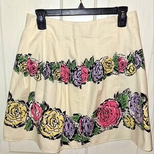 Pastel Rose Floral Short Skirt Size 4 100%‎ Cotton Cottagecore Spring Picnic